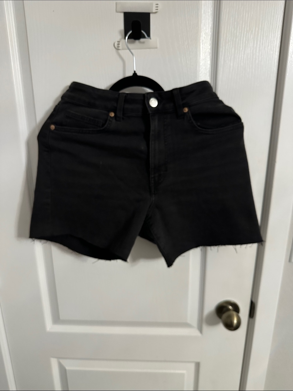 H&M Black High-Rise Cutoff Denim Shorts